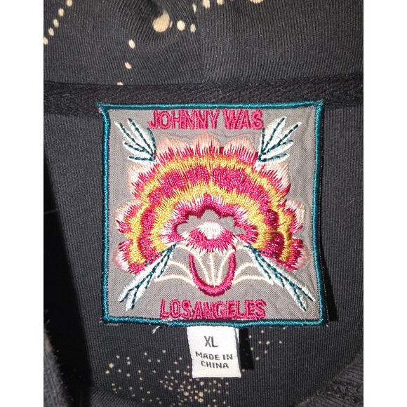 Johnny Was Celestial Sun Moon Star Zodiac Zip Up Hoodie Black XL T40822-9 - Picture 4 of 5